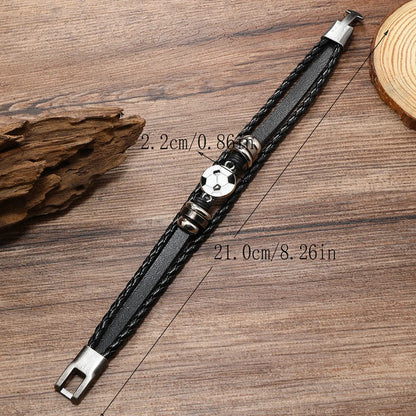 Retro Baseball Basketball Football Pu Leather Alloy Braid Men'S Bracelets