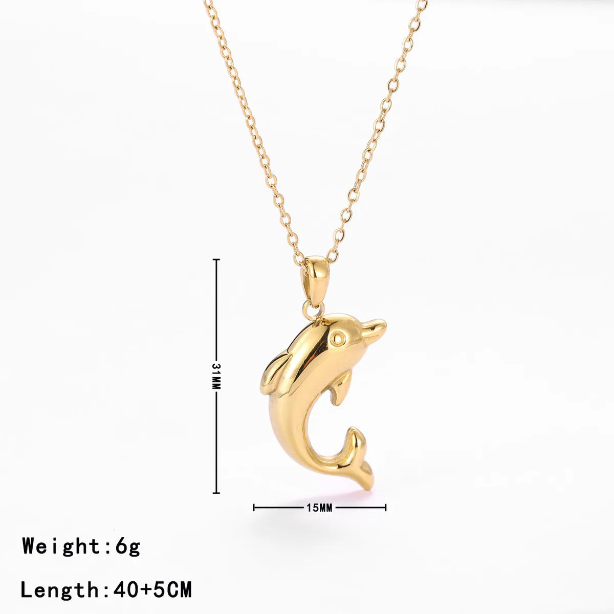 Retro Beach Simple Style Dolphin Stainless Steel Plating White Gold Plated Gold Plated Pendant Necklace