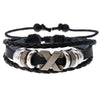 Retro Beaded Artificial Leather Woven Jewelry Adjustable Bracelet With Geometric Pattern And Electroplating For Unisex