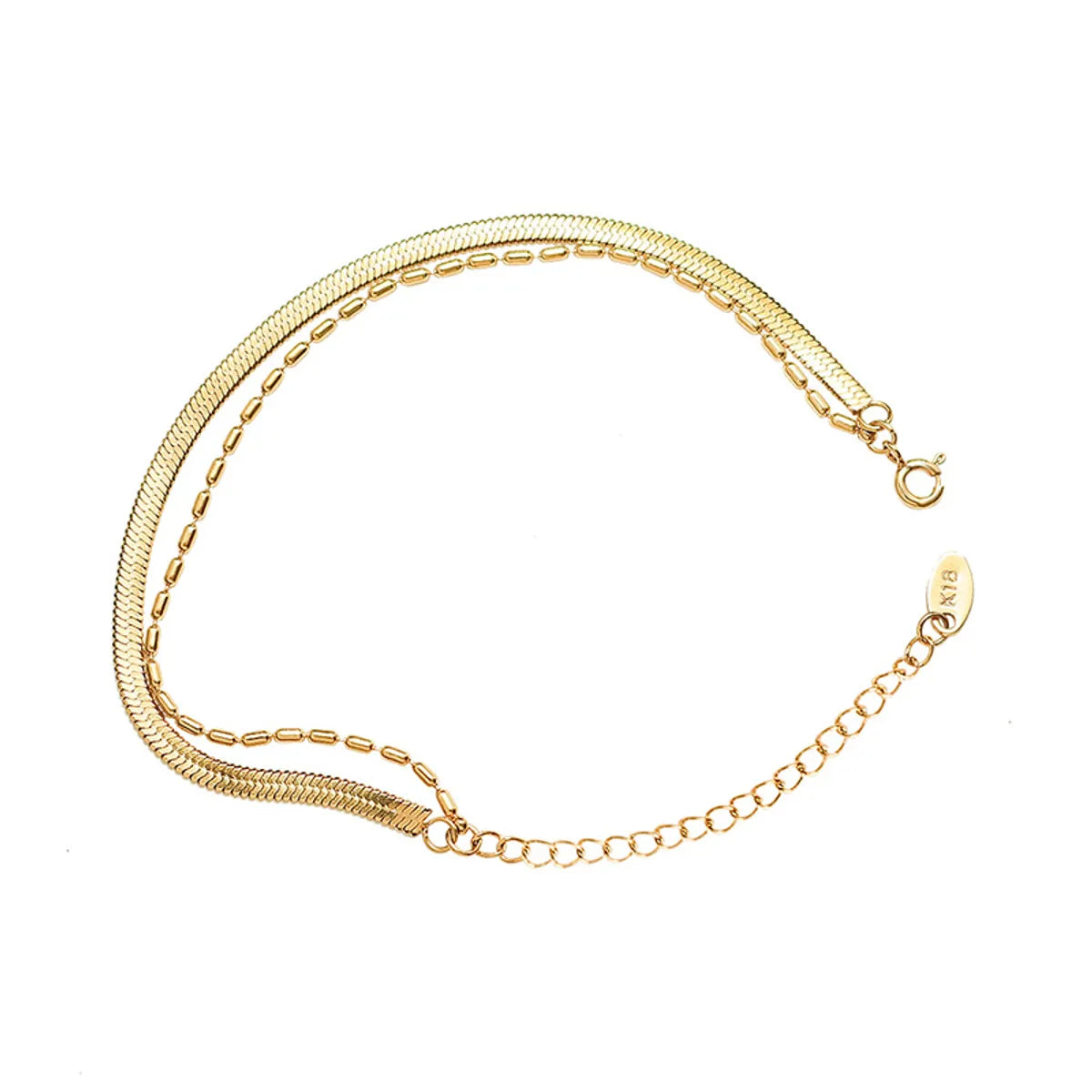 Marka European And American Retro Minority. Bead Exquisite Blade Chain Double Layer Bracelet Titanium Steel 18k Gold E105