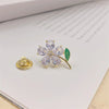 Retro Blue Crystal Alloy Antirunning Light Buckle Brooch With Flower Pattern Electroplated For Women