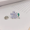 Retro Blue Crystal Alloy Antirunning Light Buckle Brooch With Flower Pattern Electroplated For Women