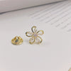 Retro Blue Crystal Alloy Antirunning Light Buckle Brooch With Flower Pattern Electroplated For Women