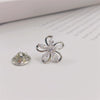 Retro Blue Crystal Alloy Antirunning Light Buckle Brooch With Flower Pattern Electroplated For Women