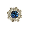 Retro Blue Crystal Alloy Antirunning Light Buckle Brooch With Flower Pattern Electroplated For Women