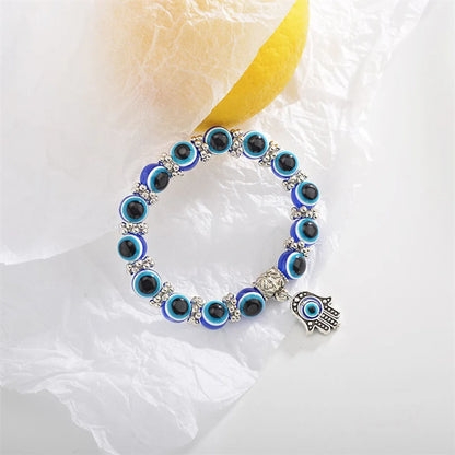 Retro Blue Eyes Palm Beads Pendant Bracelet Wholesale Gooddiy