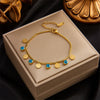 Retro Blue Eyes Pendant Titanium Steel Chain Electroplated Women's Bracelet