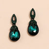 Retro Bohemian Dark Green Crystal Drop Earrings For Women Alloy Water Drop Dangle Earrings