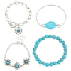 Retro Bohemian Ethnic Turquoise Alloy Geometric Opening Bracelet Multipiece Set For Women With Electroplating