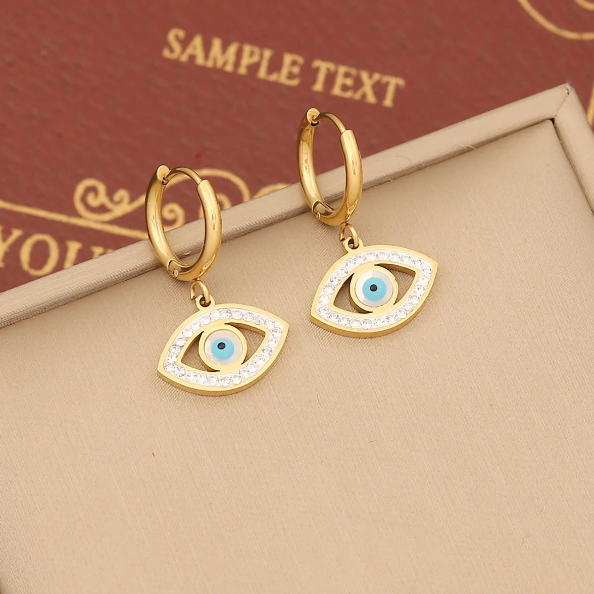 Retro Bohemian Eye Stainless Steel Plating Inlay Artificial Diamond Turquoise Bracelets Earrings Necklace