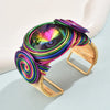 Retro Bohemian Oversized Round Rhinestones Aluminium Alloy Wholesale Bangle