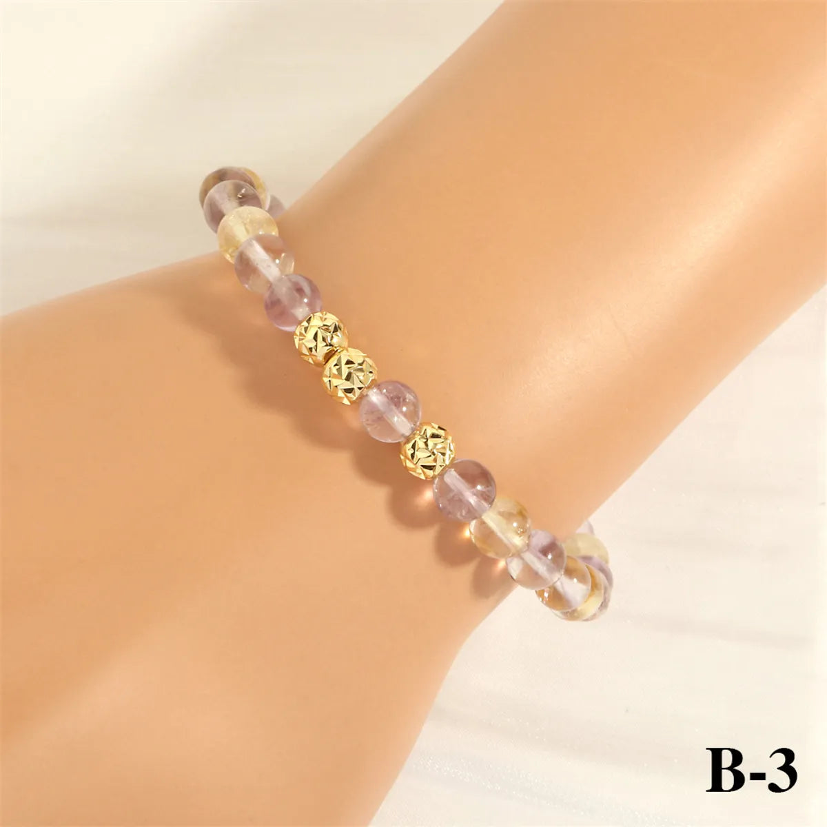 Retro Bohemian Round Artificial Gemstones Beaded Plating 18k Gold Plated Women's Bracelets