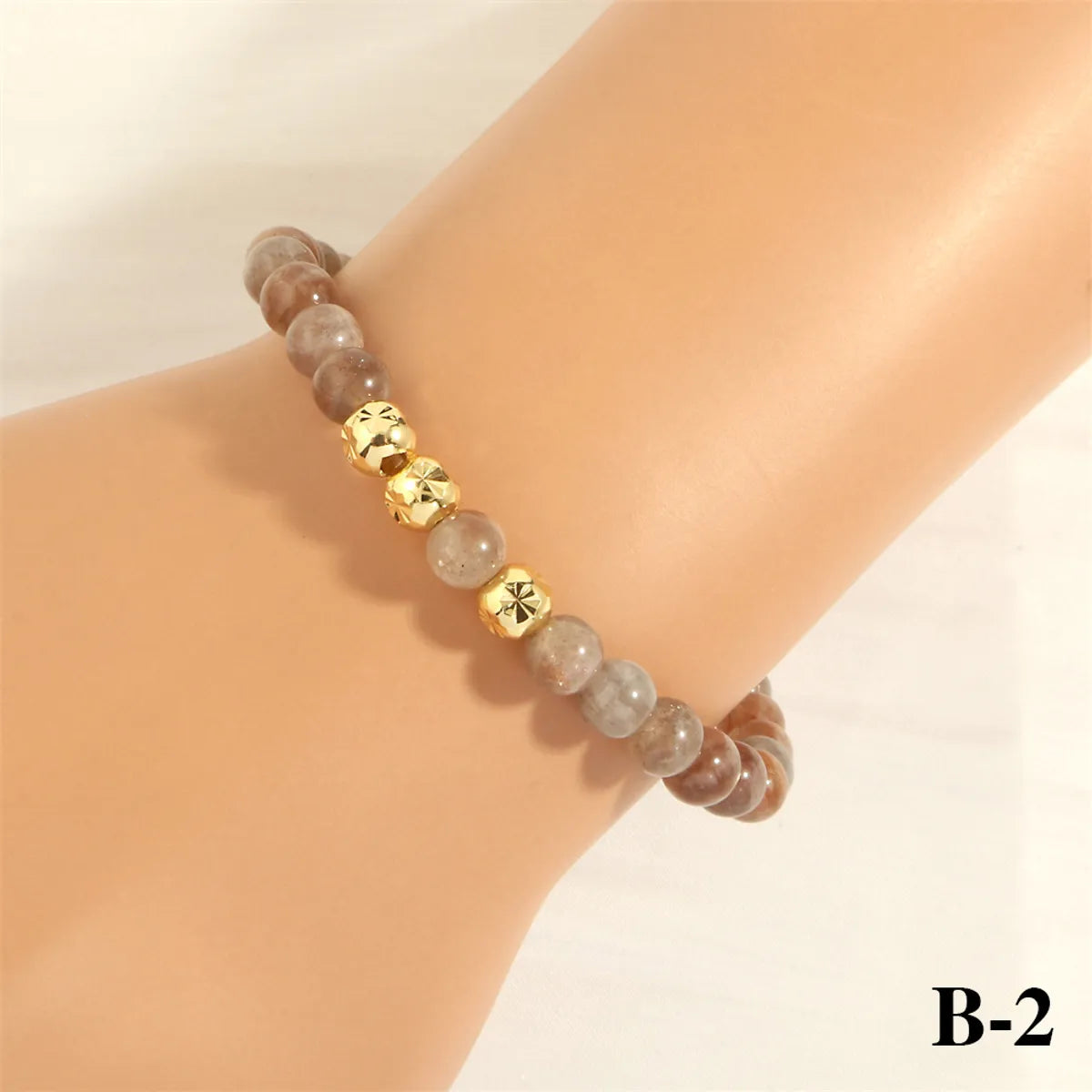 Retro Bohemian Round Artificial Gemstones Beaded Plating 18k Gold Plated Women's Bracelets