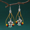 Retro Bohemian Simple Turquoise Beaded Flower Earrings For Women Alloy Electroplated Drop Shape Geometric Design