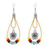 Retro Bohemian Simple Turquoise Beaded Flower Earrings For Women Alloy Electroplated Drop Shape Geometric Design
