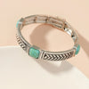 Retro Bohemian Square Alloy Plating Inlay Carving Turquoise Women'S Bangle