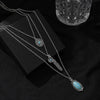 Retro Bohemian Style Turquoise Feather Carved 3 Layer Necklace With Alloy Material And Electroplating Treatment Geometric Pattern
