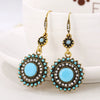 Retro Bohemian Sunflower Alloy Earrings With Diamond Cut Finish Floral Statement Drop Earrings
