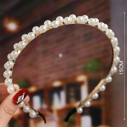 Retro Bow Knot Alloy Pearl Hair Band