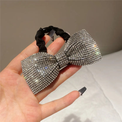 Retro Bow Knot Rhinestone Hair Tie