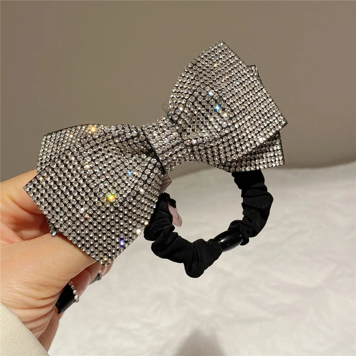 Retro Bow Knot Rhinestone Hair Tie