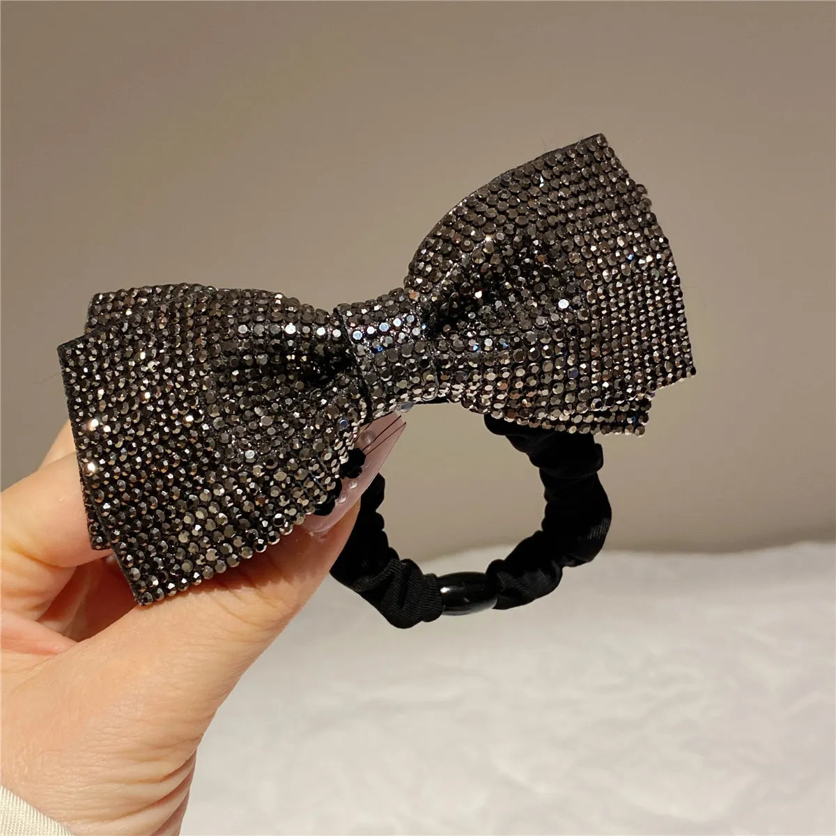 Retro Bow Knot Rhinestone Hair Tie