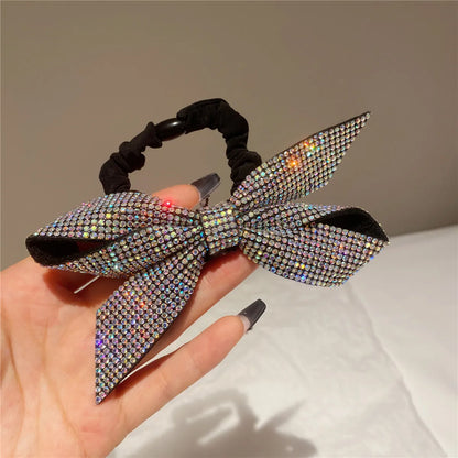 Retro Bow Knot Rhinestone Hair Tie