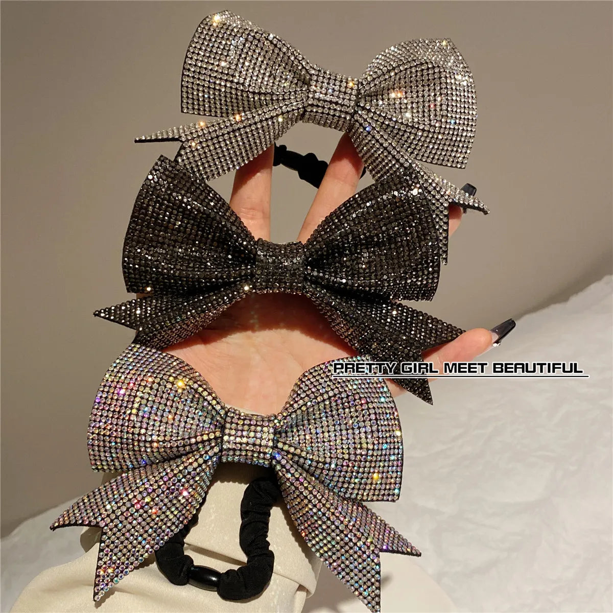 Retro Bow Knot Rhinestone Hair Tie