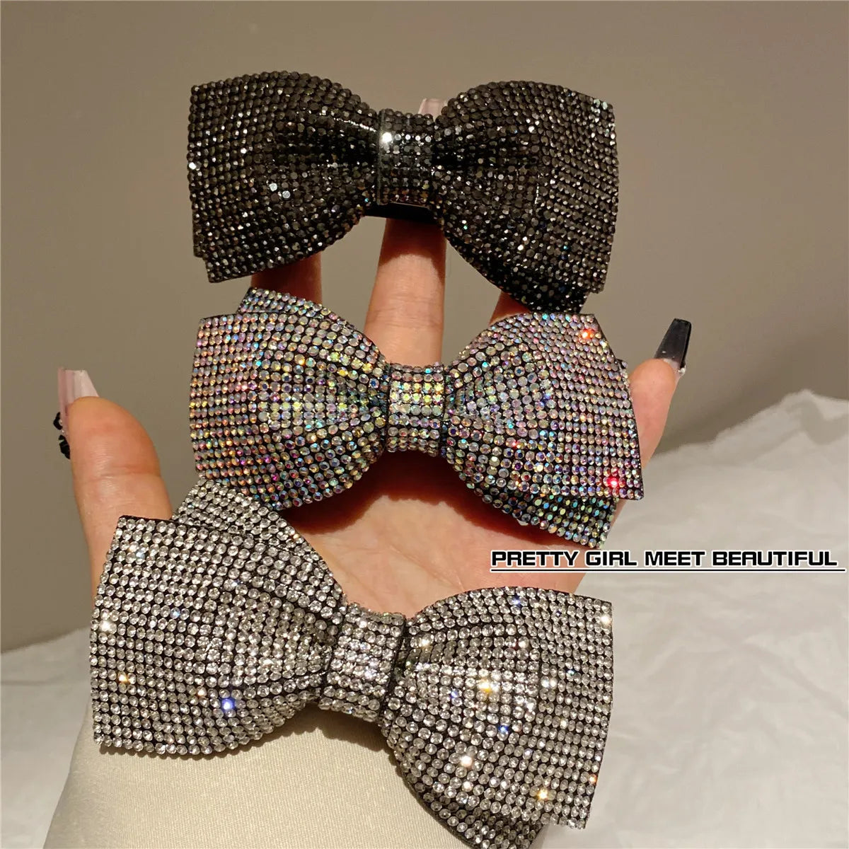 Retro Bow Knot Rhinestone Hair Tie