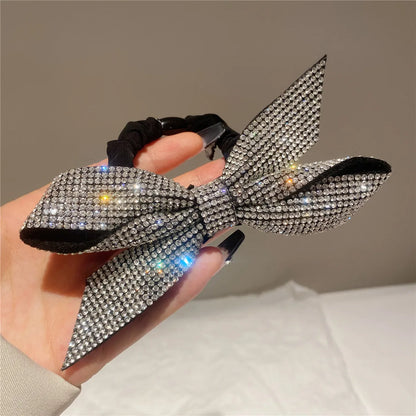 Retro Bow Knot Rhinestone Hair Tie