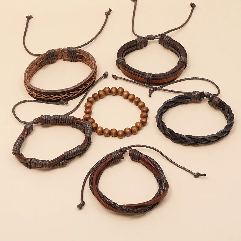 Retro  Braided Brown  Leather Bracelet