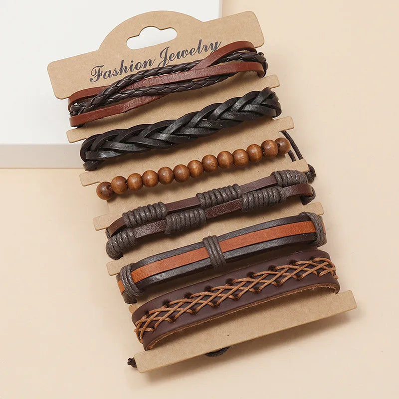 Retro  Braided Brown  Leather Bracelet