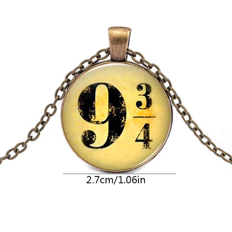 Retro British Style Number Alloy Inlay Glass Vacuum Vapor Plating Black Women'S Pendant Necklace