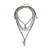 Retro Bull Head Cactus Cowboy Hat Beaded Ball Chain Necklace In Polished Alloy With Imitation Turquoise Pendant For Women