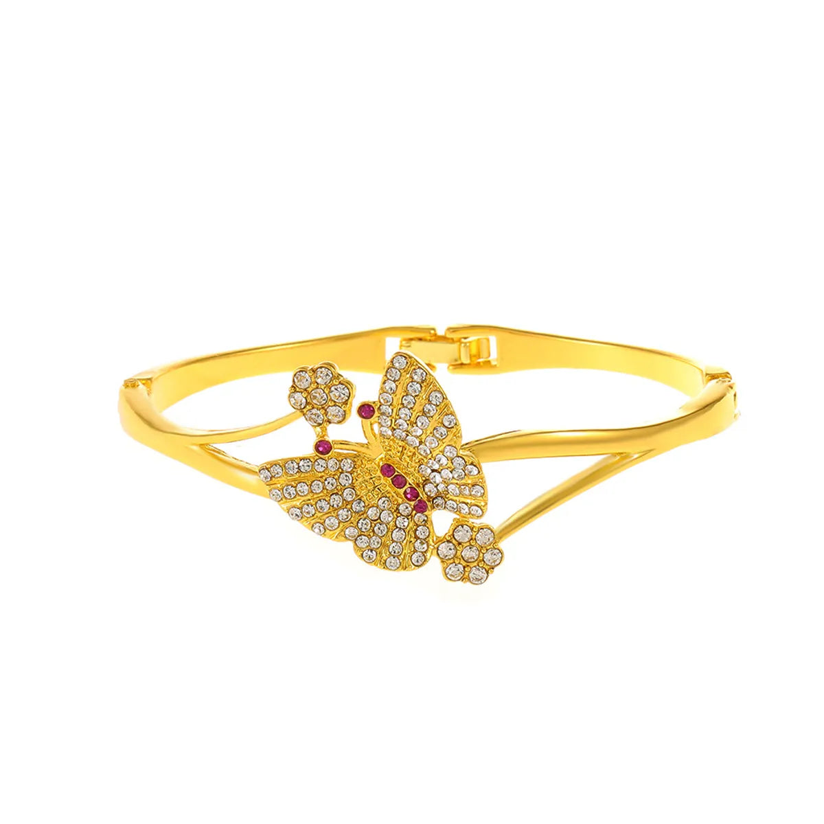 Retro Butterfly Alloy Inlay Rhinestones Bangle