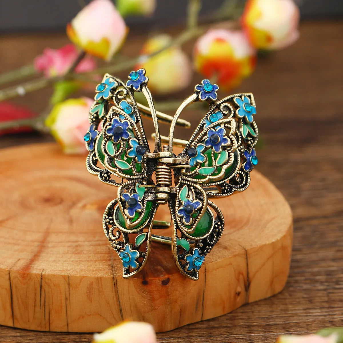 Retro Butterfly Alloy Inlay Rhinestones Hair Clip