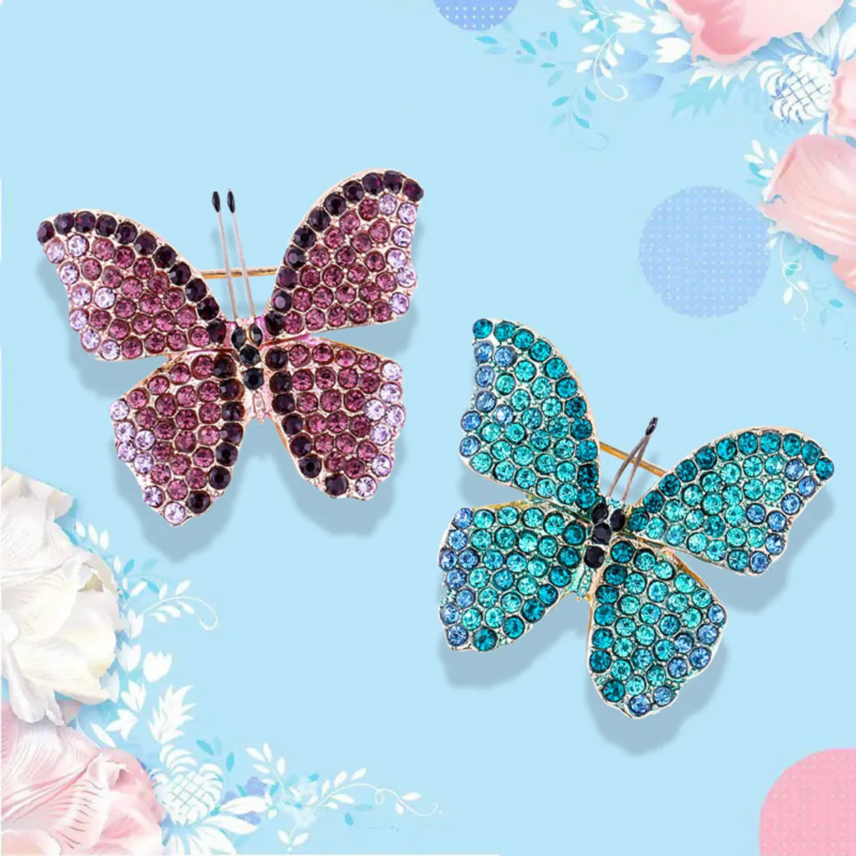 Retro Butterfly Alloy Inlay Zircon Women'S Brooches