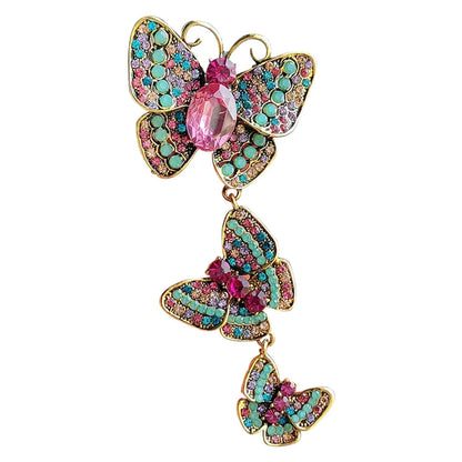 Retro Butterfly Alloy Plating Inlay Rhinestones Unisex Brooches