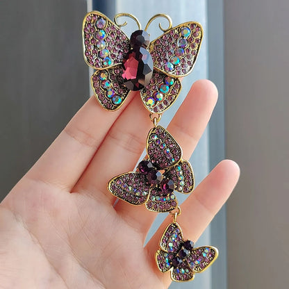 Retro Butterfly Alloy Plating Inlay Rhinestones Unisex Brooches