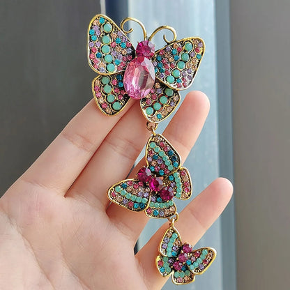 Retro Butterfly Alloy Plating Inlay Rhinestones Unisex Brooches