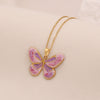 Retro Butterfly Heart Shape Pendant Necklace Fashion Angel Love Stainless Steel Clavicle Chain