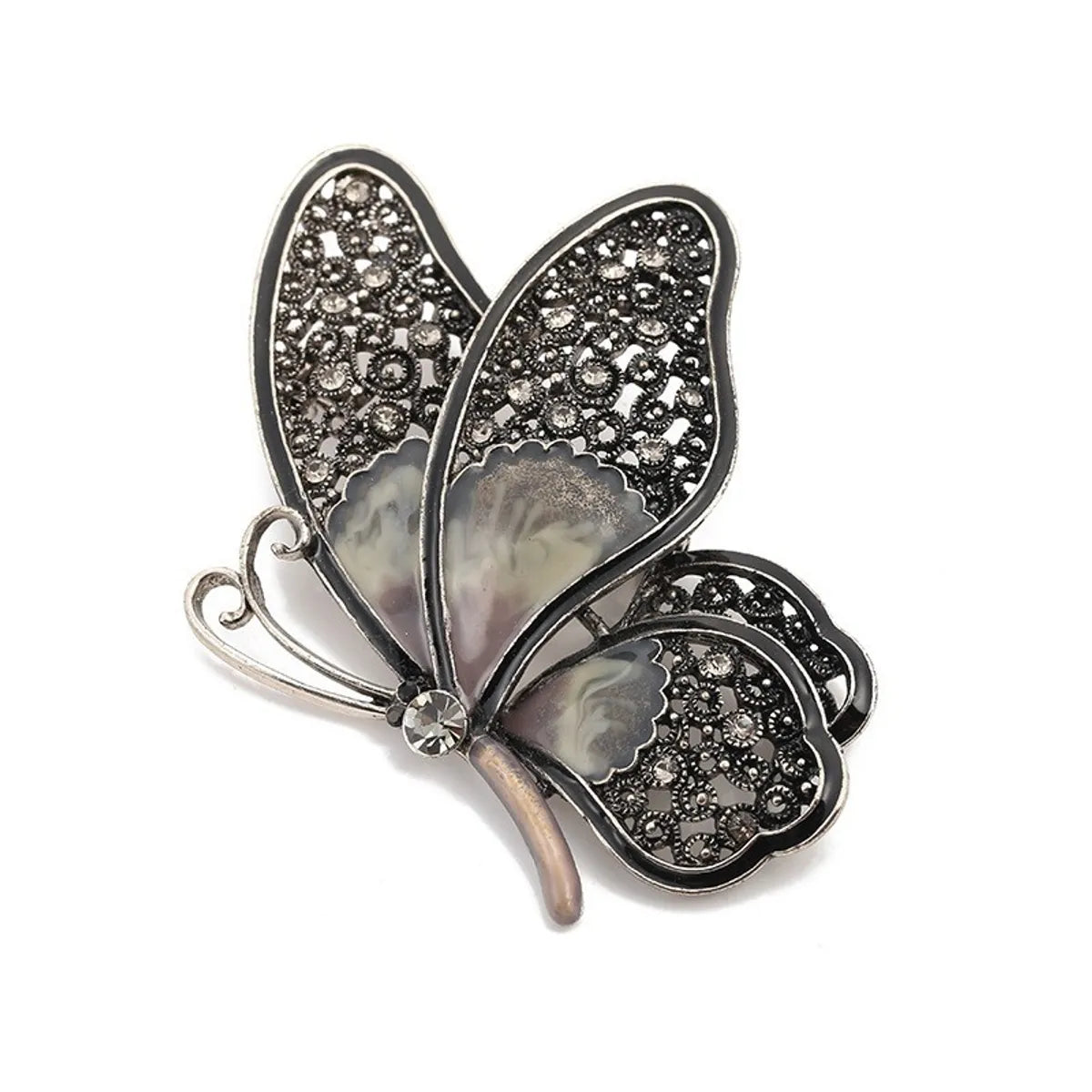 Retro Butterfly Imitation Pearl Alloy Rhinestone Women'S Brooches