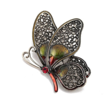 Retro Butterfly Imitation Pearl Alloy Rhinestone Women'S Brooches