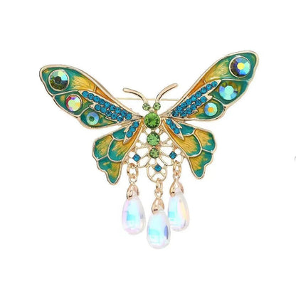 Retro Butterfly Imitation Pearl Alloy Rhinestone Women'S Brooches