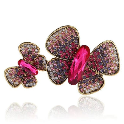 Retro Butterfly Imitation Pearl Alloy Rhinestone Women'S Brooches