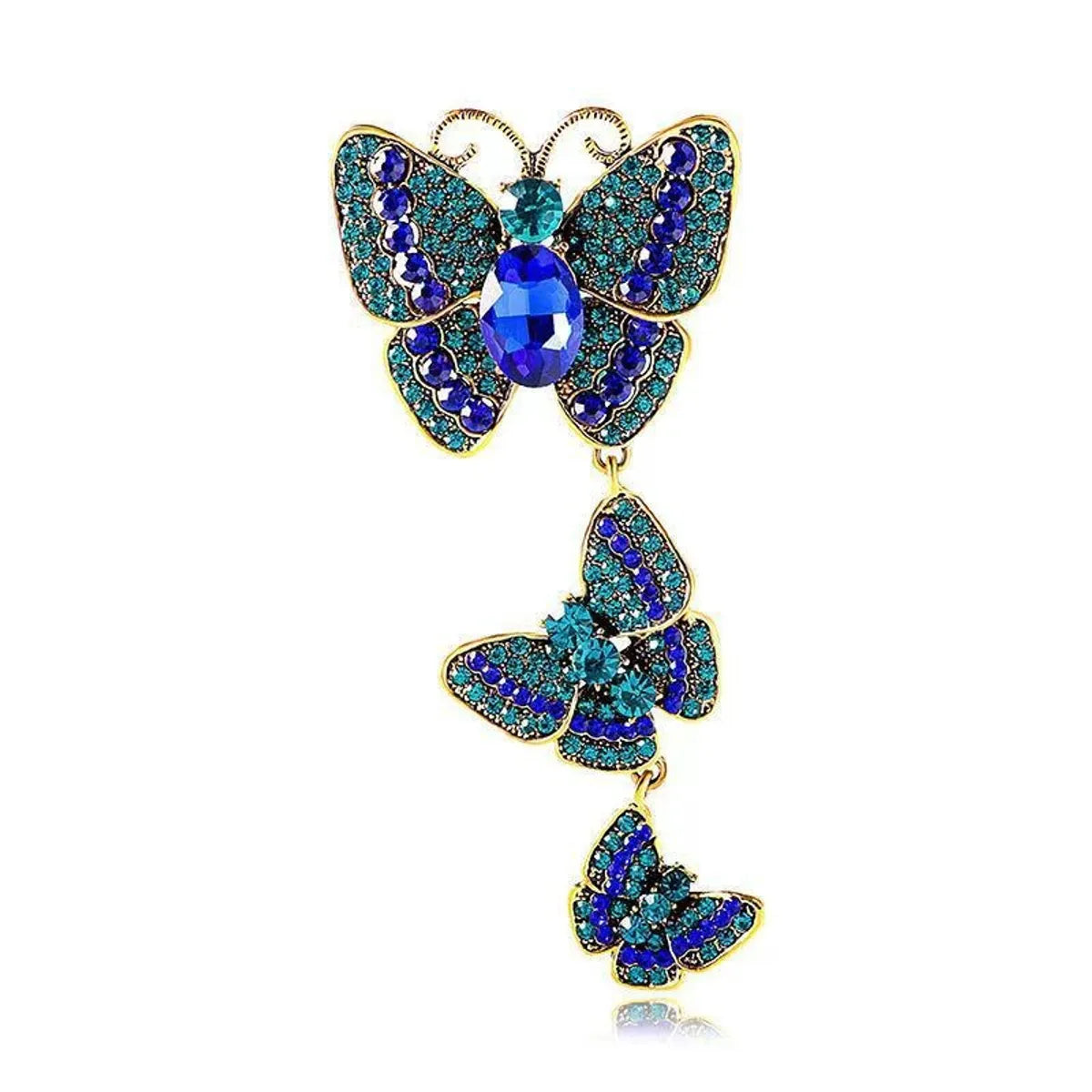 Retro Butterfly Imitation Pearl Alloy Rhinestone Women'S Brooches