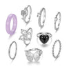 Retro Butterfly Ring Set Alloy Heart Shaped Electroplated Unisex