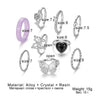 Retro Butterfly Ring Set Alloy Heart Shaped Electroplated Unisex