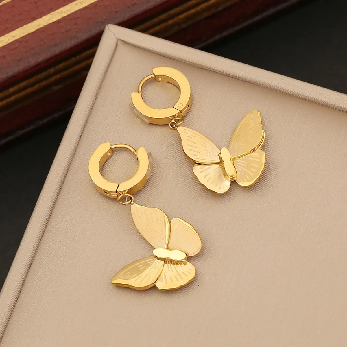 Stainless Steel 18K Gold Plated Retro Plating Butterfly Bracelets Earrings Necklace