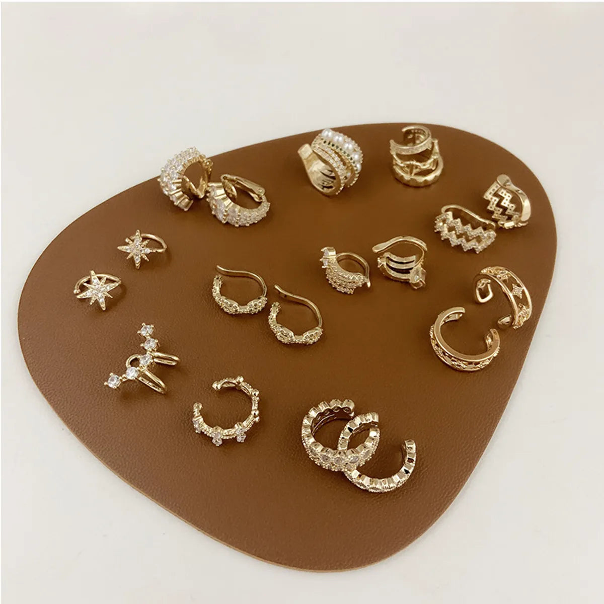 Retro C Shape Plating Inlay Copper Zircon Ear Clips